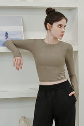 Soft Crop Top - Ash Khaki