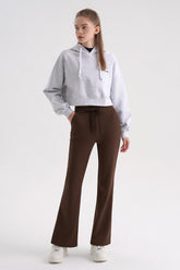 Cotton Peach Bootcut Pants - Brown