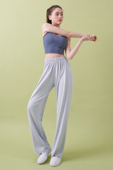 Soft Relaxed-Fit Wide-Leg Pants - Light Gray