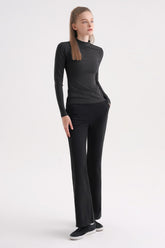 Cotton Peach Bootcut Pants - Black