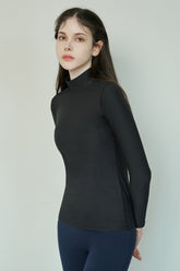 Soft Warm High-Neck Top - Black