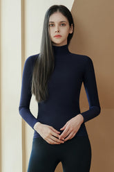 Soft Warm High-Neck Top - Navy