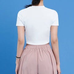 Logo Cropped Short Sleeve T-Shirt  - White