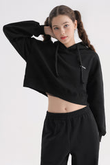 Logo Cropped Hoodie - Gray