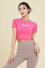 Logo Cropped Short Sleeve T-Shirt  - Pink