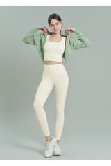 EcoTech Premium Cropped Zip-Up Hoodie - Ivory