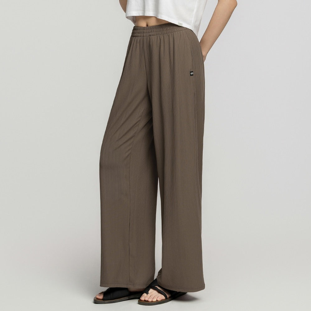 Pleated Wide Pants- Brown