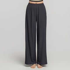 Pleated Wide Pants- Charcoal