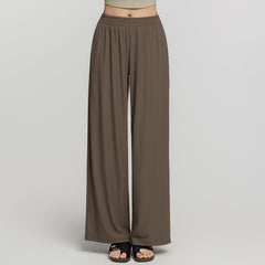 Pleated Wide Pants- Brown