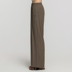 Pleated Wide Pants- Brown