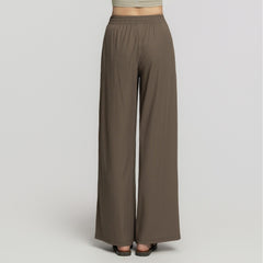 Pleated Wide Pants- Brown