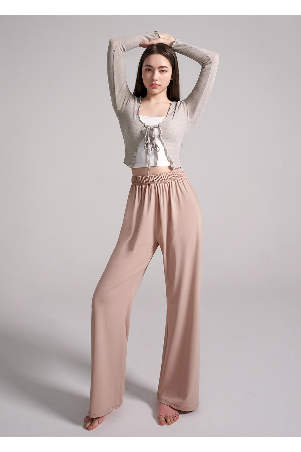 Soft Relaxed-Fit Wide-Leg Pants - Baby Pink