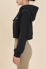 Logo Cropped Hoodie - Gray