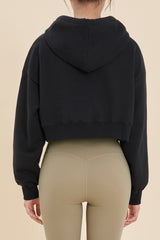 Logo Cropped Hoodie - Gray
