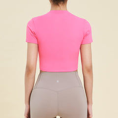 Logo Cropped Short Sleeve T-Shirt  - Pink