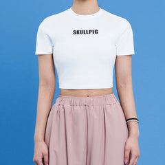 Logo Cropped Short Sleeve T-Shirt  - White