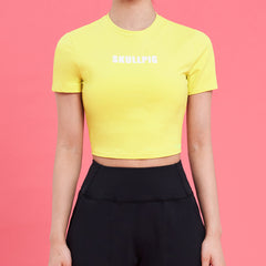 Logo Cropped Short Sleeve T-Shirt  - Lime Yellow