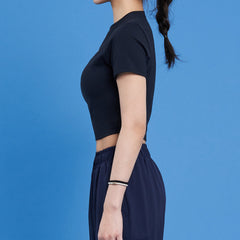Logo Cropped Short Sleeve T-Shirt  - Black