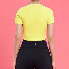 Logo Cropped Short Sleeve T-Shirt  - Lime Yellow