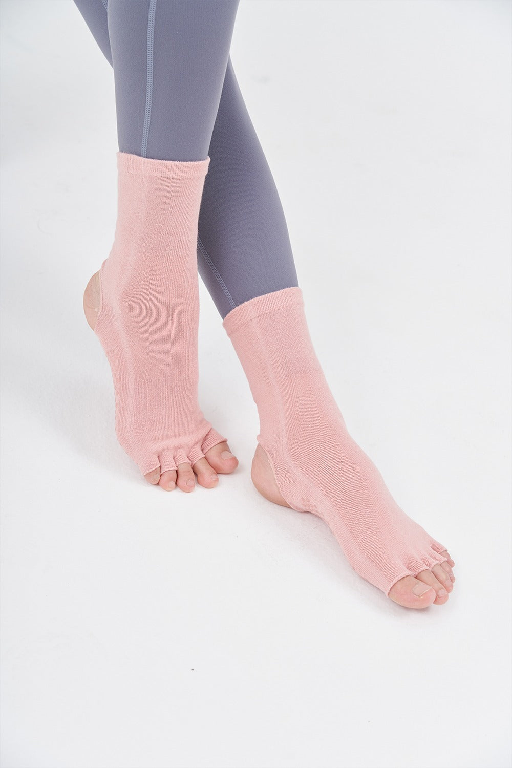 Open-Toe Ankle Yoga Socks - Flamingo Pink