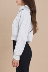 Logo Cropped Hoodie - Gray