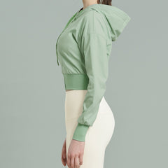 EcoTech Premium Cropped Zip-Up Hoodie - Ivory