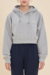 Logo Cropped Hoodie - Gray