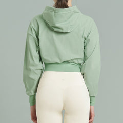 EcoTech Premium Cropped Zip-Up Hoodie - Ivory