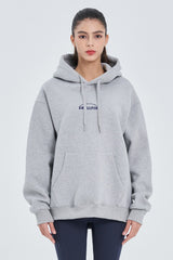 Skullpig Lettering Fleece Hoodie - Gray