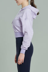 EcoTech Premium Cropped Zip-Up Hoodie - Ivory
