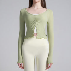 Front Slit Shirring Cover-up - Olive