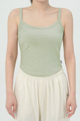 Cottonic Round-Neck Sleeveless Top - Light Khaki