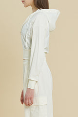 EcoTech Premium Cropped Zip-Up Hoodie - Ivory