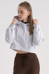 Logo Cropped Hoodie - Gray