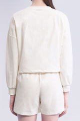 ECOTECH Premium Drawstring Crop Sweatshirt - Milky White