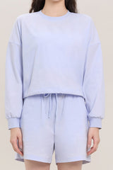 ECOTECH Premium Drawstring Crop Sweatshirt - Serenity Blue