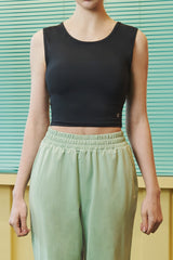 Real Fresh Crop Sleeveless Top - Black