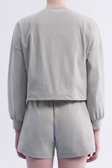 ECOTECH Premium Drawstring Crop Sweatshirt - Soft Gray