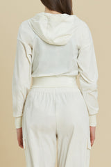 EcoTech Premium Cropped Zip-Up Hoodie - Ivory