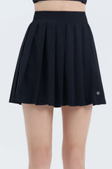Pleated Active Skirt with Built-In Shorts - Black