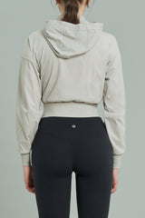 EcoTech Premium Cropped Zip-Up Hoodie - Ivory