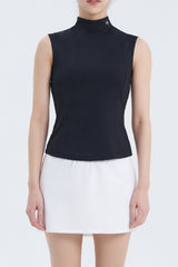 High-Neck Sleeveless Top - Black