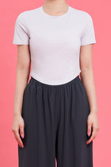 Round Crop Short Sleeve - Powder Purple
