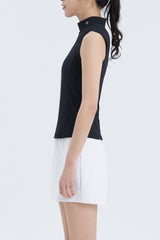 High-Neck Sleeveless Top - Black