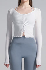 Front Slit Shirring Cover-up - White