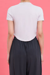 Round Crop Short Sleeve - Powder Purple