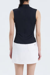 High-Neck Sleeveless Top - Black