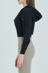 EcoTech Premium Cropped Zip-Up Hoodie - Ivory