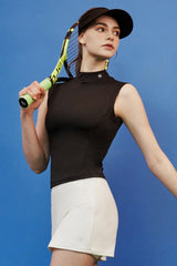 High-Neck Sleeveless Top - Black