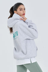 Skullpig Lettering Fleece Hoodie - White Melange